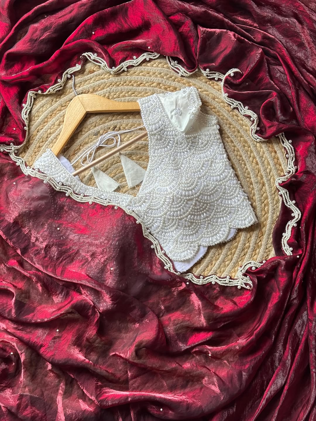 Designer space silk saree with Pearl Blouse