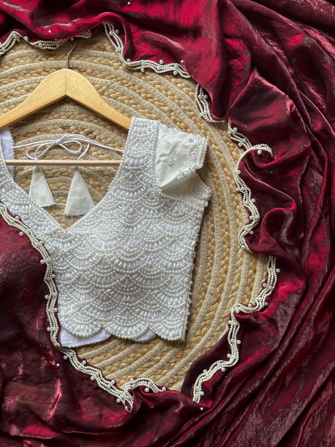 Designer space silk saree with Pearl Blouse