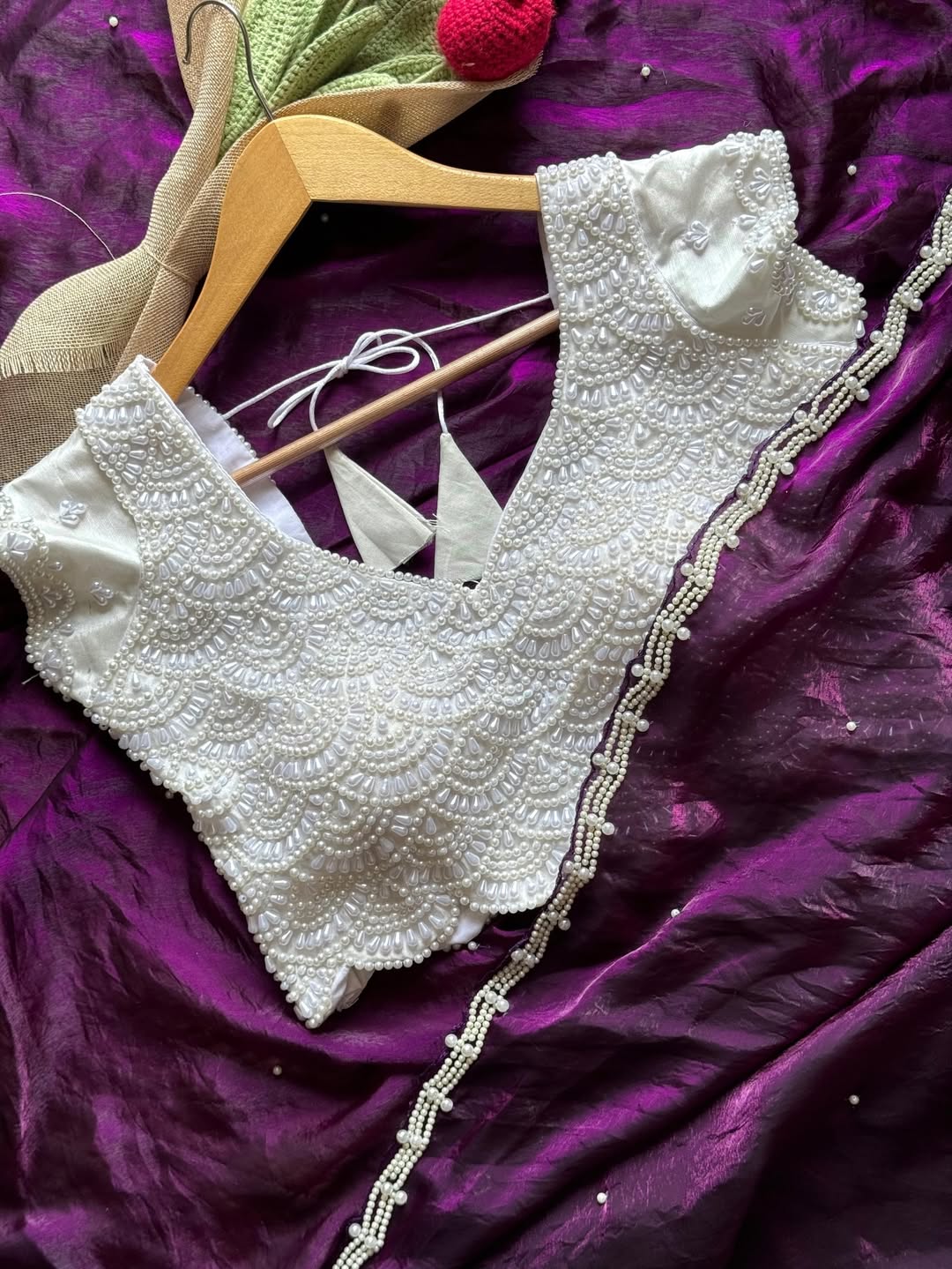 Designer space silk saree with Pearl Blouse