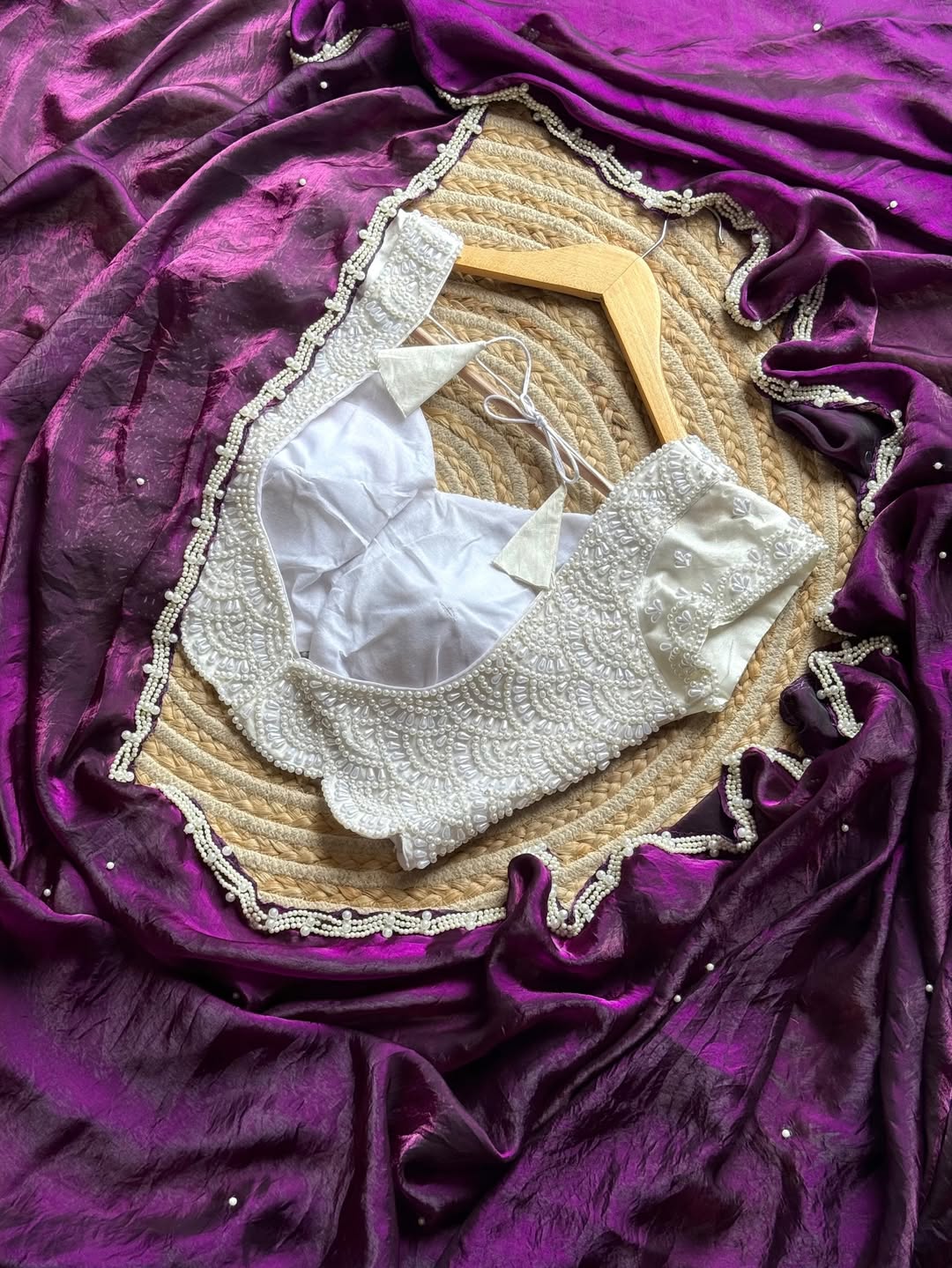 Designer space silk saree with Pearl Blouse