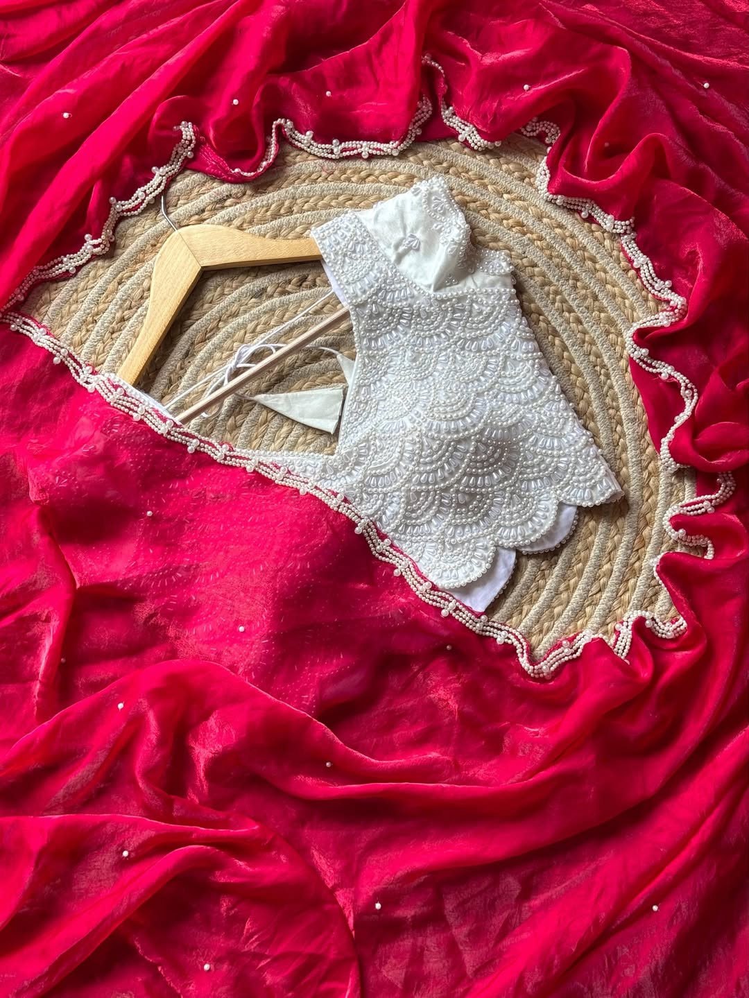 Designer space silk saree with Pearl Blouse