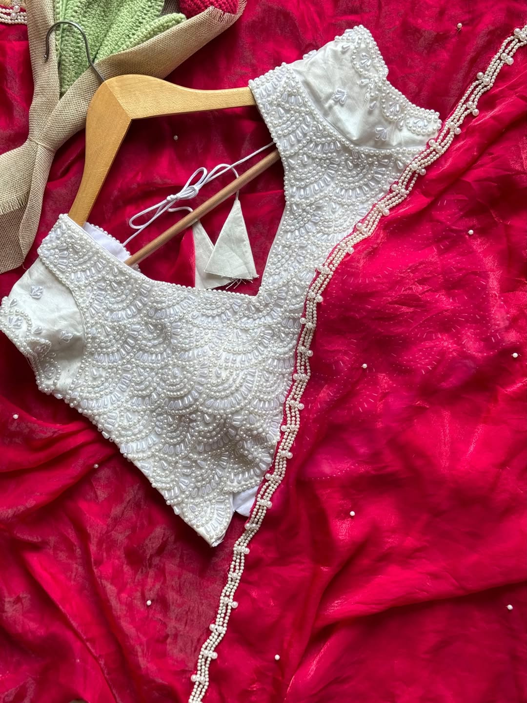 Designer space silk saree with Pearl Blouse