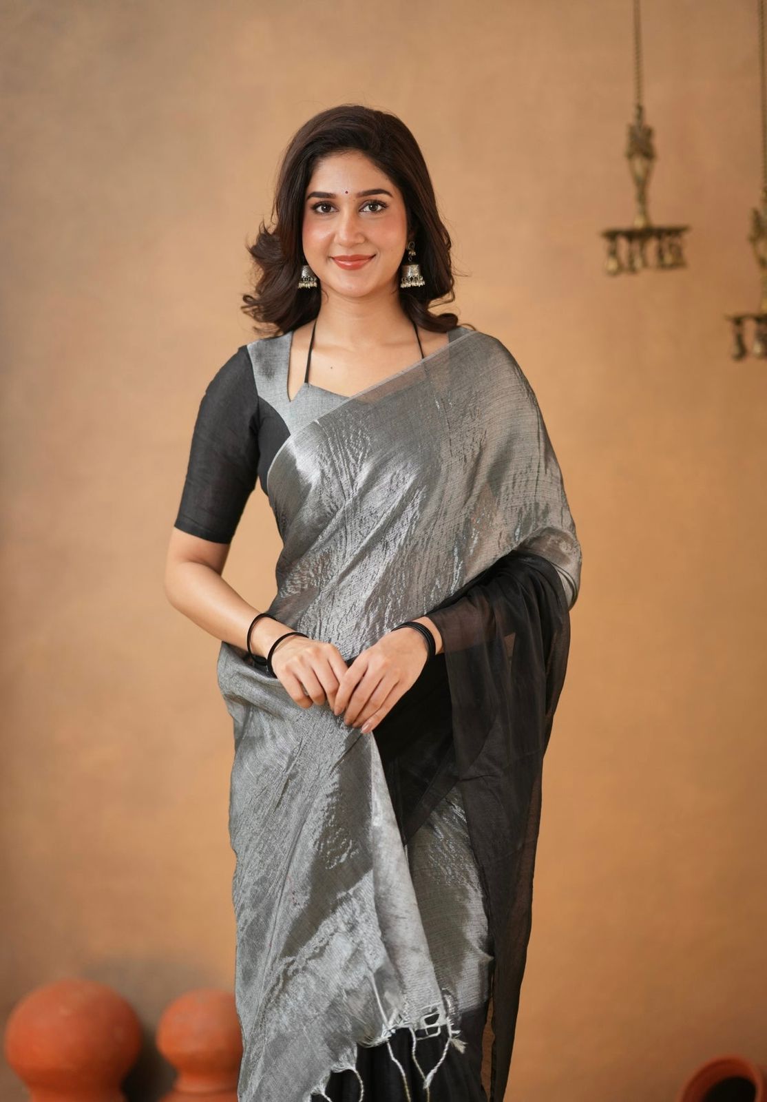 Banarasi Glass Tissue Silk Saree with Luxury tassels work