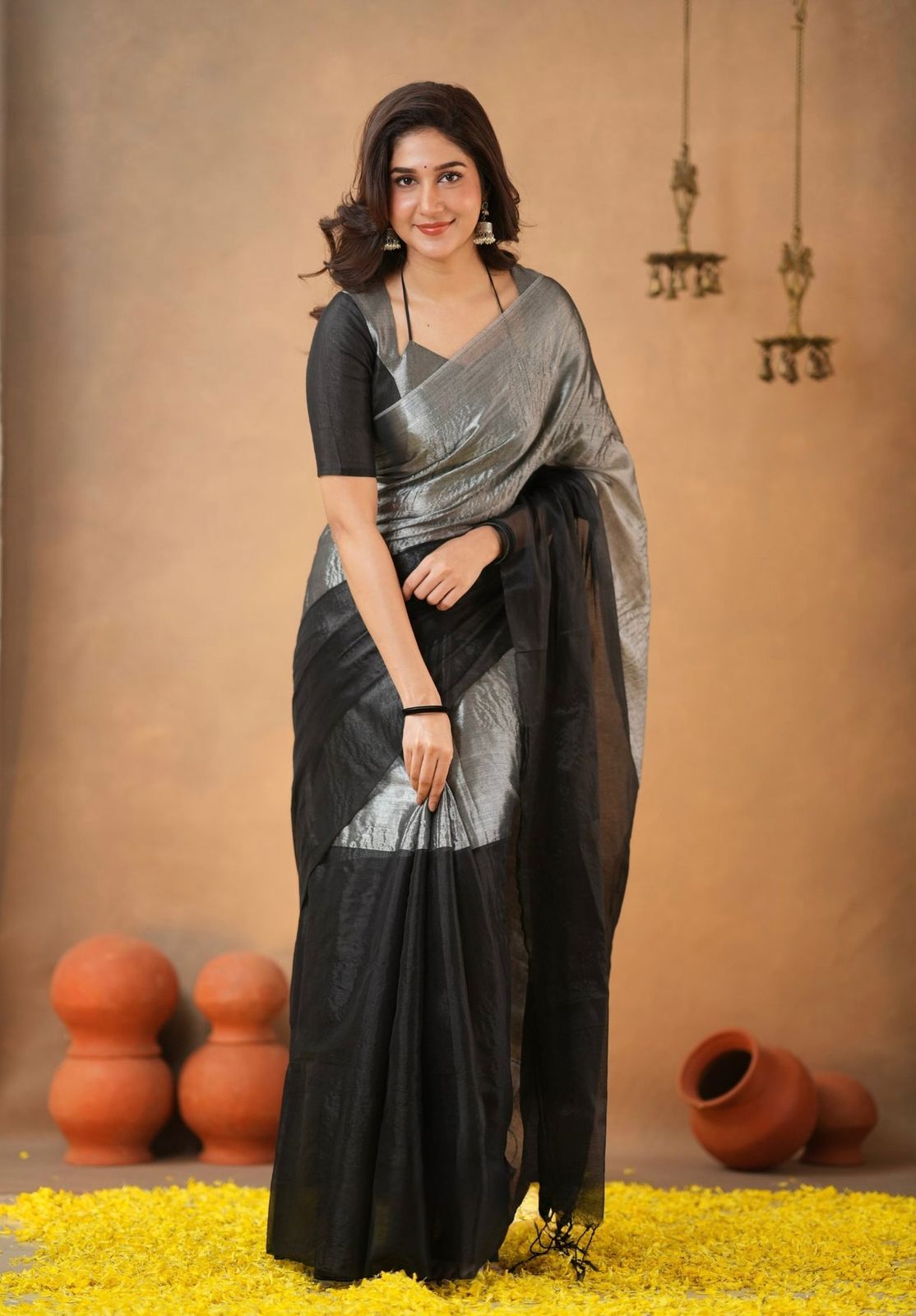 Banarasi Glass Tissue Silk Saree with Luxury tassels work