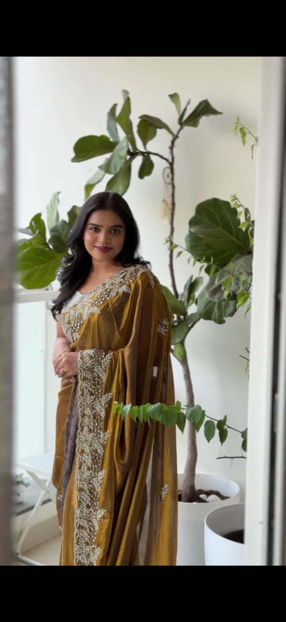Fendy silk Designer Handwork Saree ✨