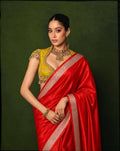 Celeb inspired saree with raw silk work blouse