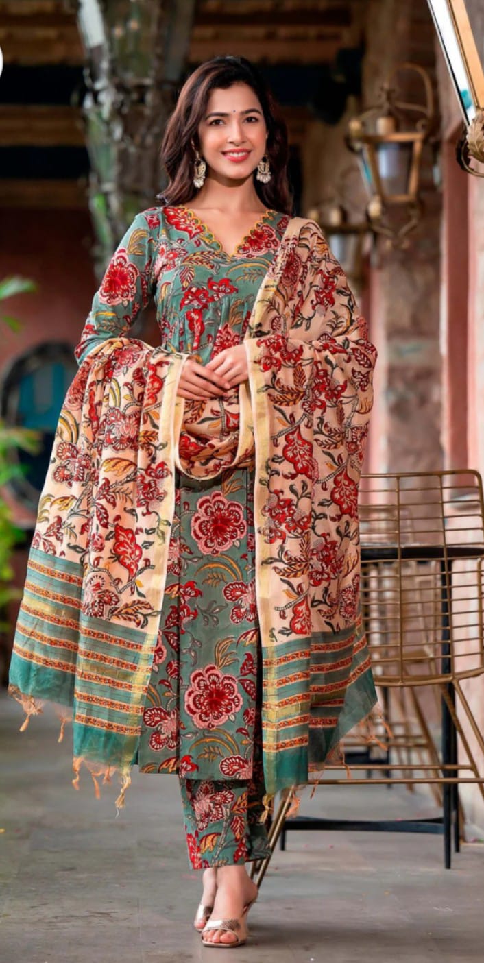 Floral print Cotton Kurti set