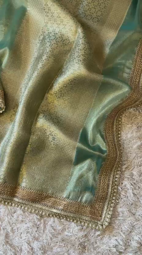 Banarasi Glass Plain Tissue Border Soft Saree ✨