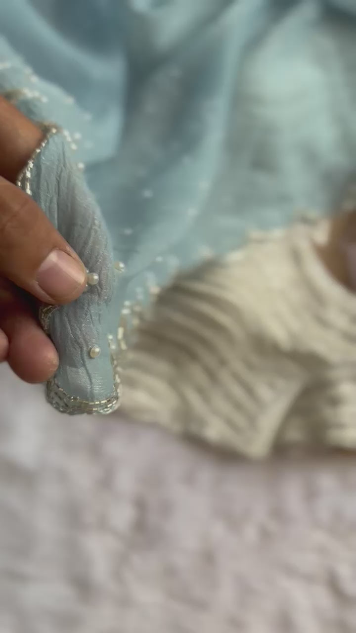 Crush Silk Saree with Pearl Blouse