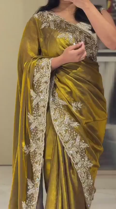 Fendy silk Designer Handwork Saree ✨