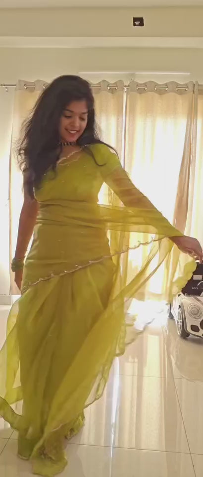 Priya - Soft Organza Designer Handwork Saree 💚