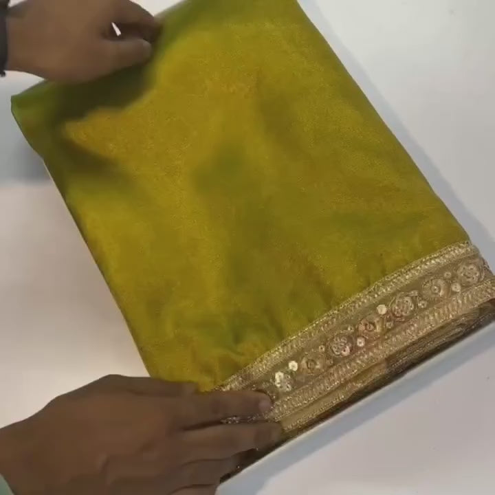 Banarasi Tissue Silk Saree with Lace Border