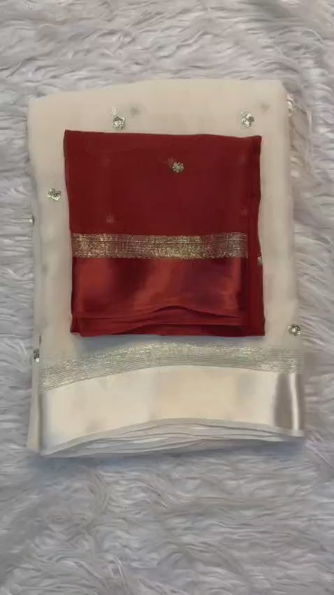 Satin Patta Pure Viscose Georgette Saree