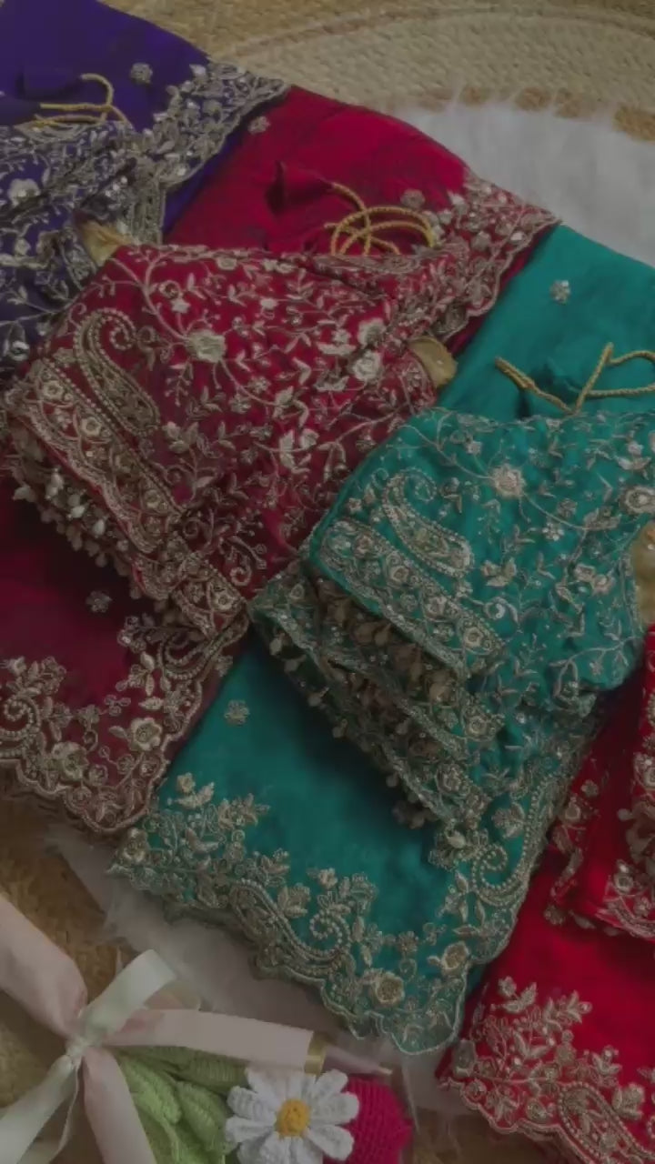 Lily -Fendy Satin Thread Embroidery Saree ✨
