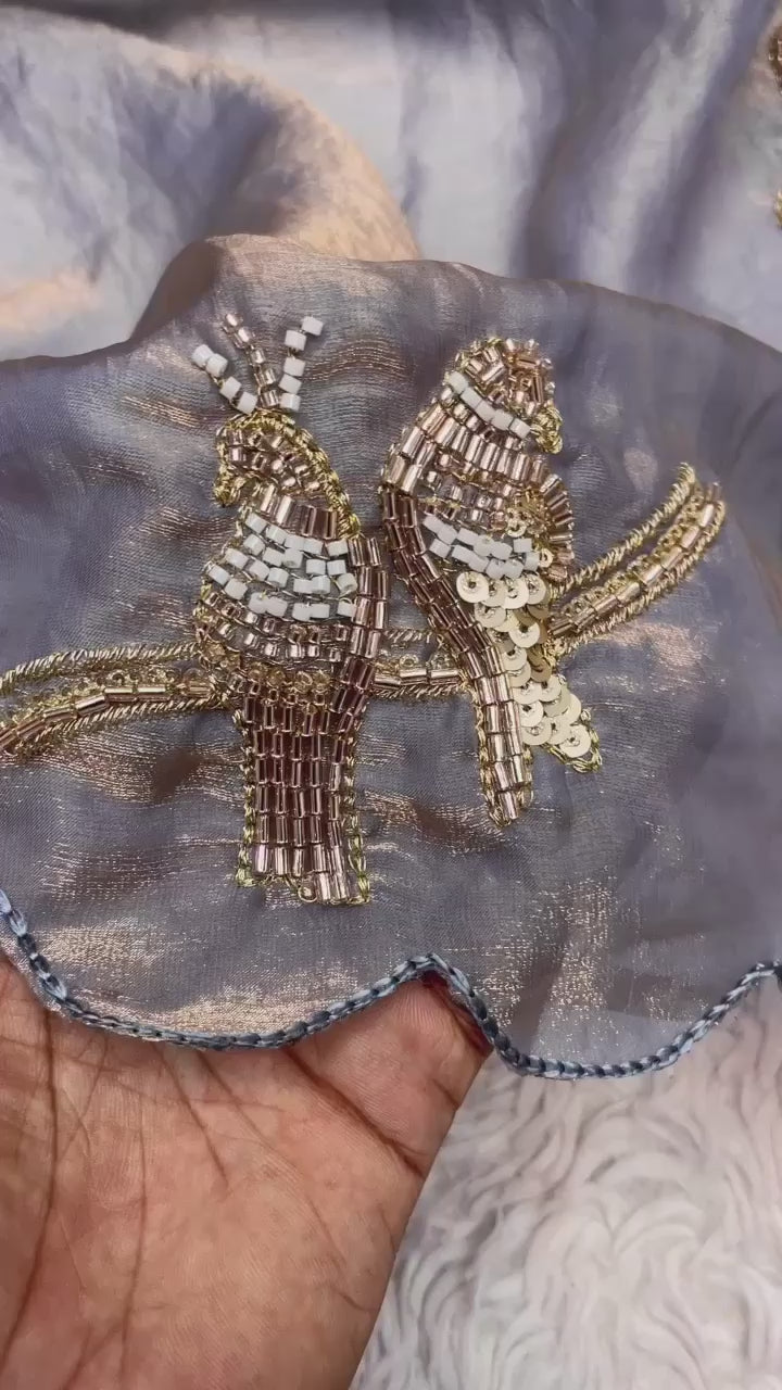 Designer work saree with Stitched Blouse ♥️