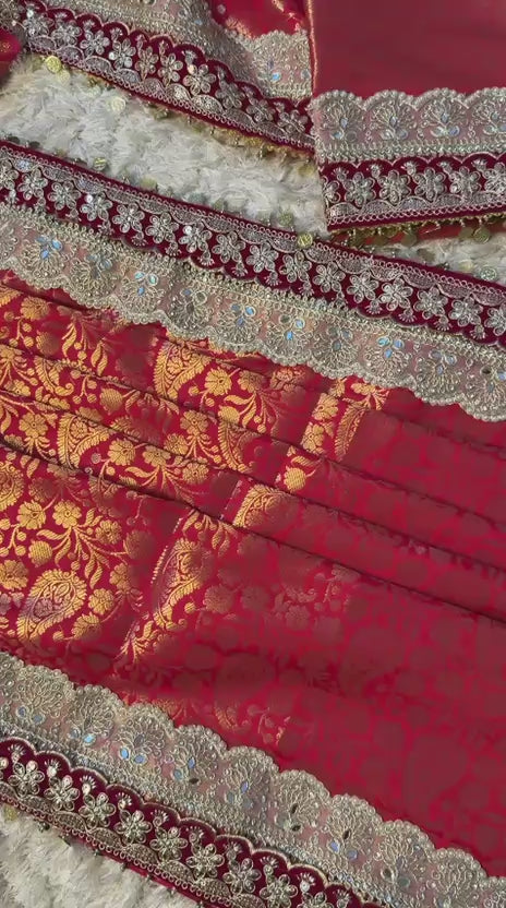 Exclusive Banarasi Bridal Kanjeevaram Brocade Katan Tanchui Saree