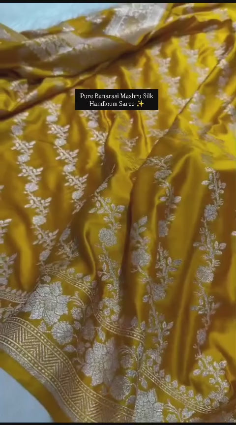 Pure Banarasi Mashru Silk Handloom Saree ✨