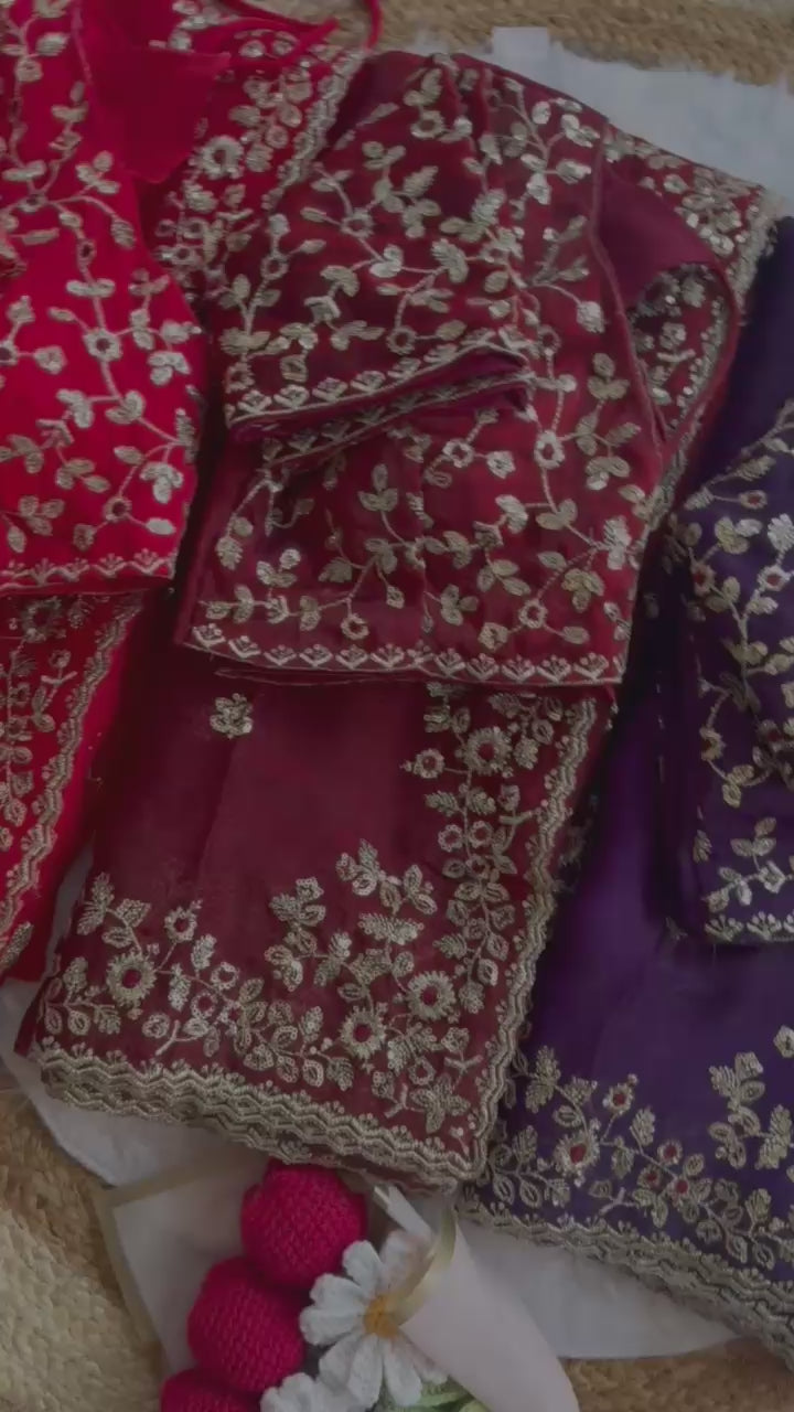Soft Fendy Chiffon Saree With Heavy Embroidery Sequins And Thread Work