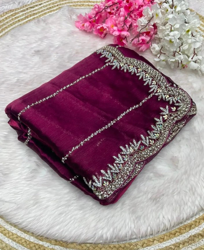 Soft Organza Handwork Saree