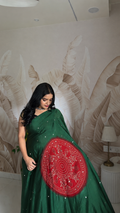Ajrakh Modal Silk mirror work saree ✨