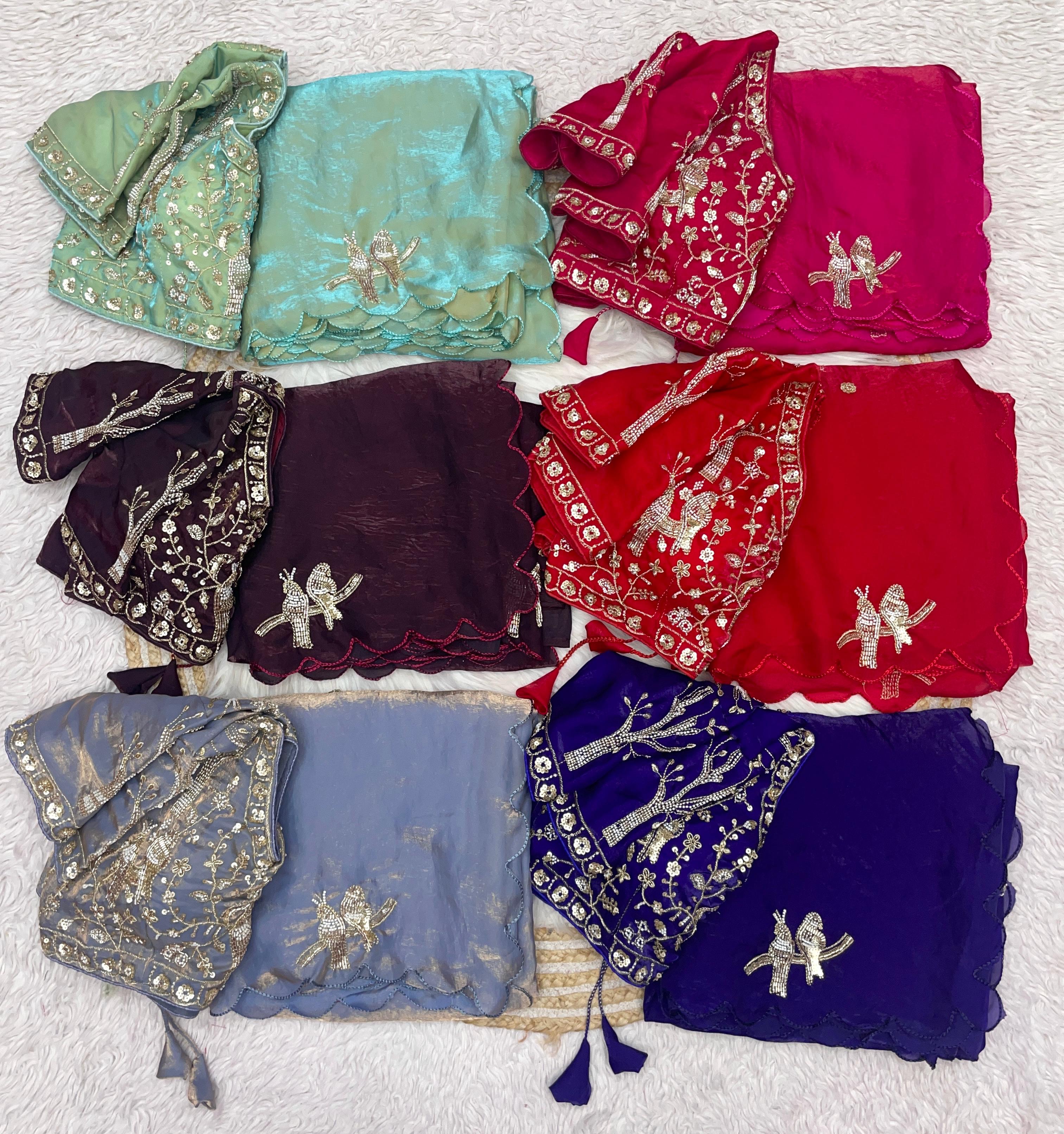 Designer work saree with Stitched Blouse