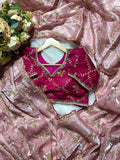 Soft Organza Thread Embroidery work with Stitched Blouse