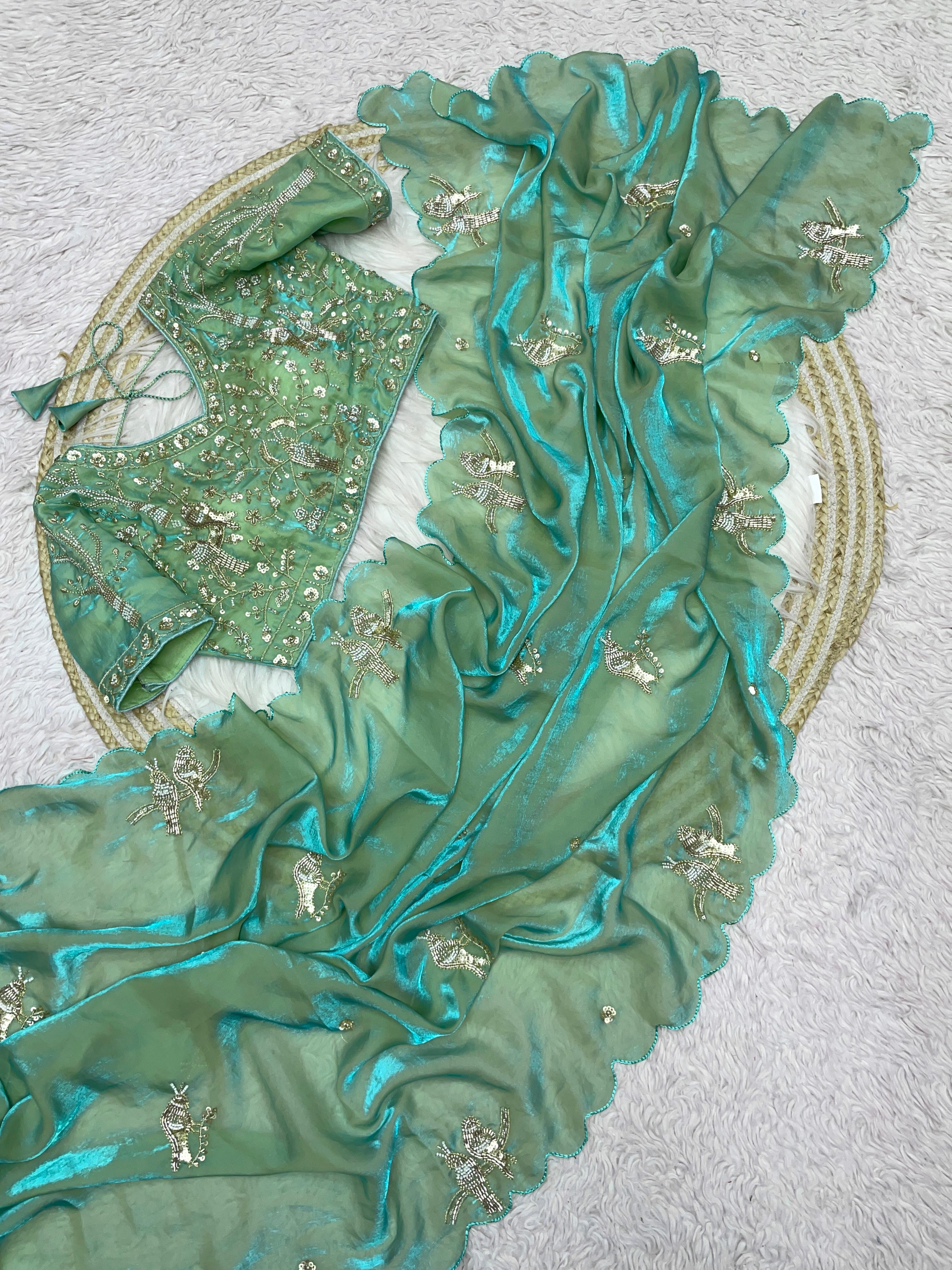 Designer work saree with Stitched Blouse