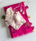 Chanderi Embroidery Saree with Stitched Blouse