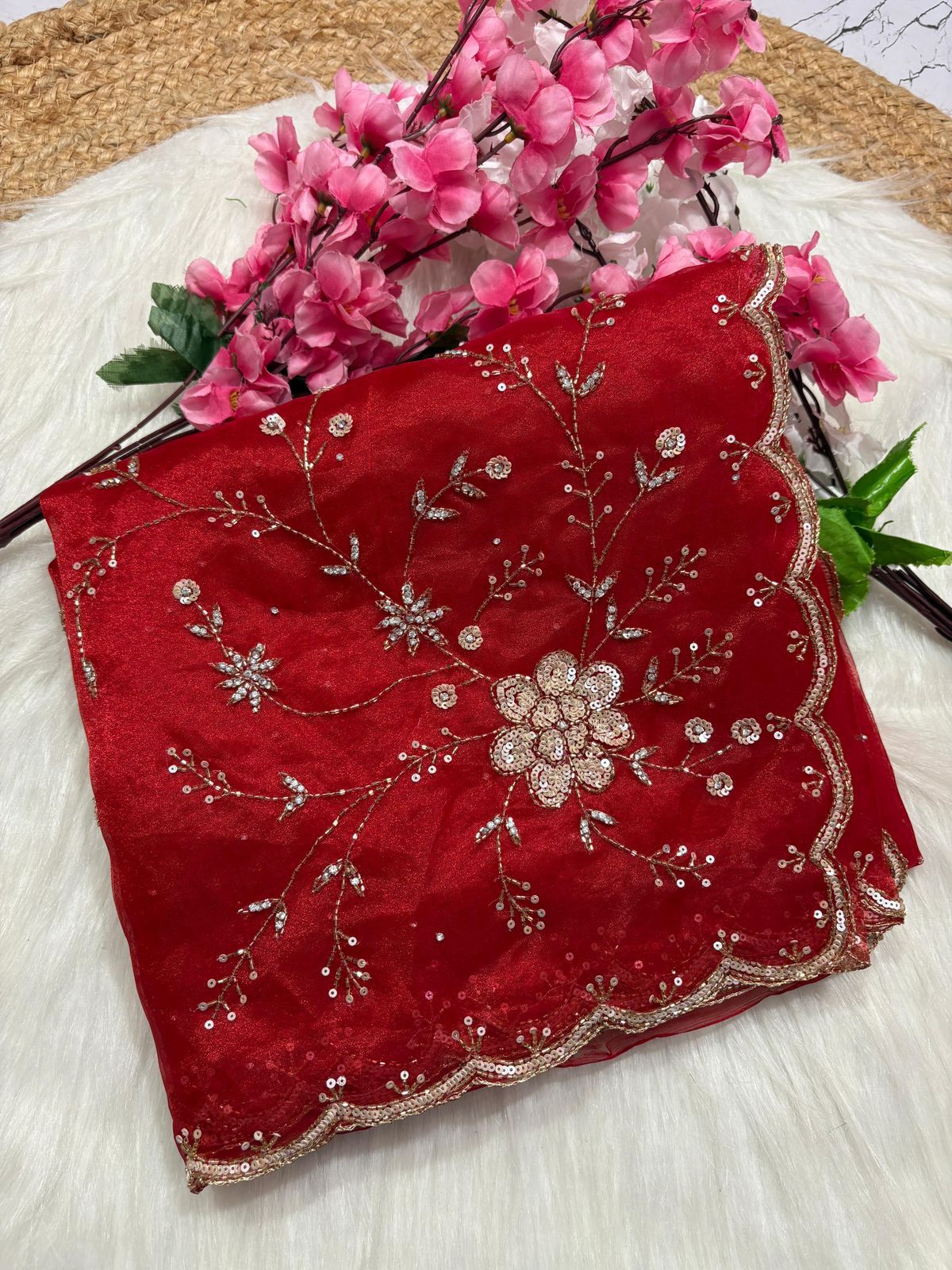 Priya - Soft Organza Designer Handwork Saree 💚