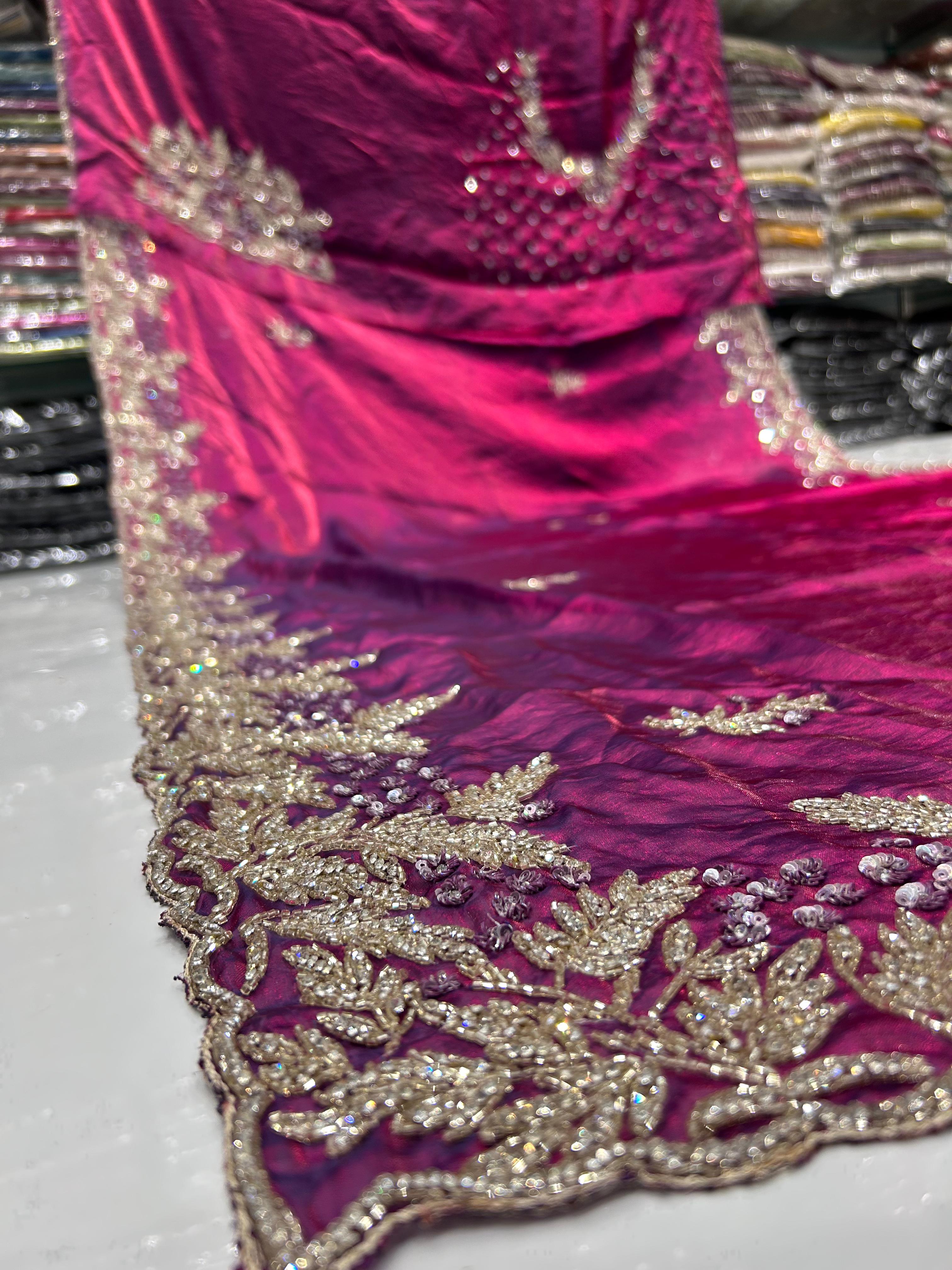 Fendy silk Designer Handwork Saree ✨