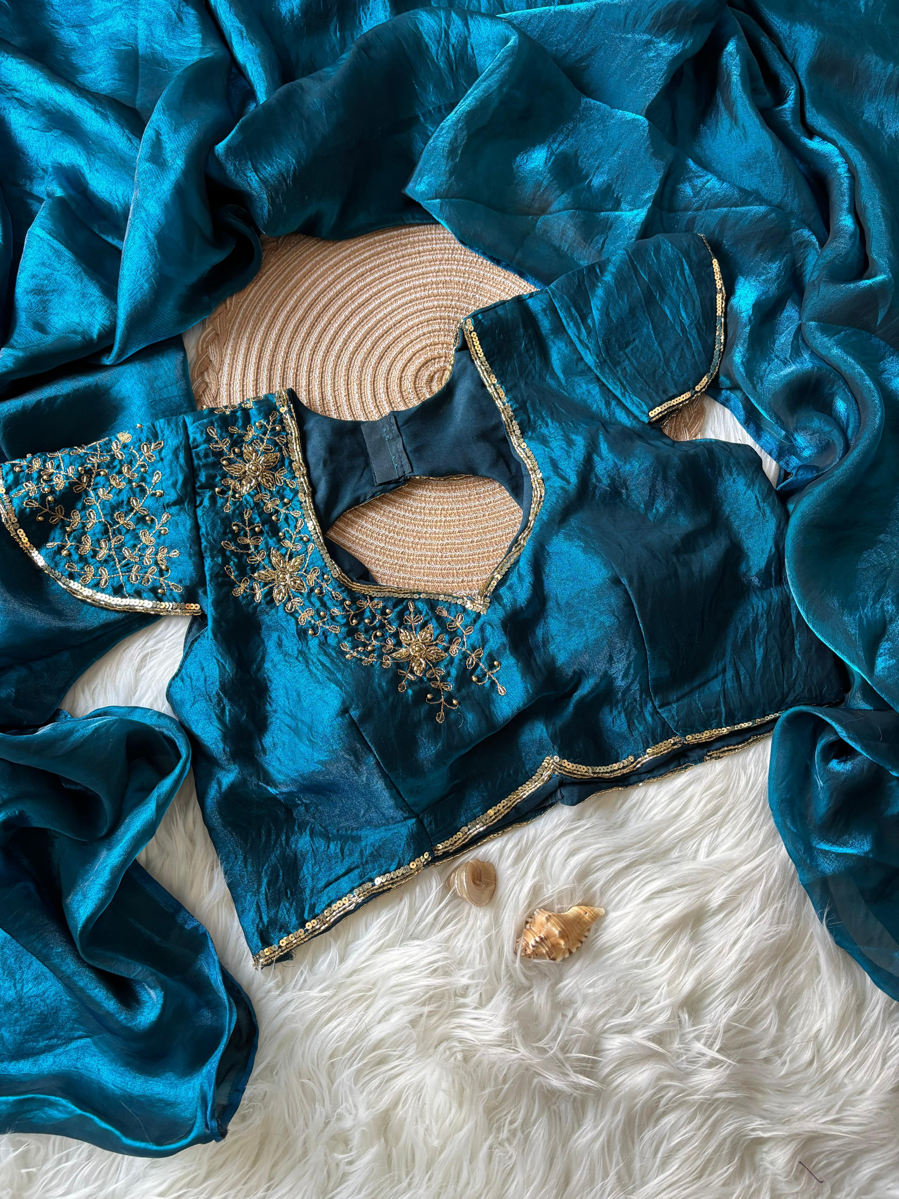 Space Silk Maggam work Saree ✨
