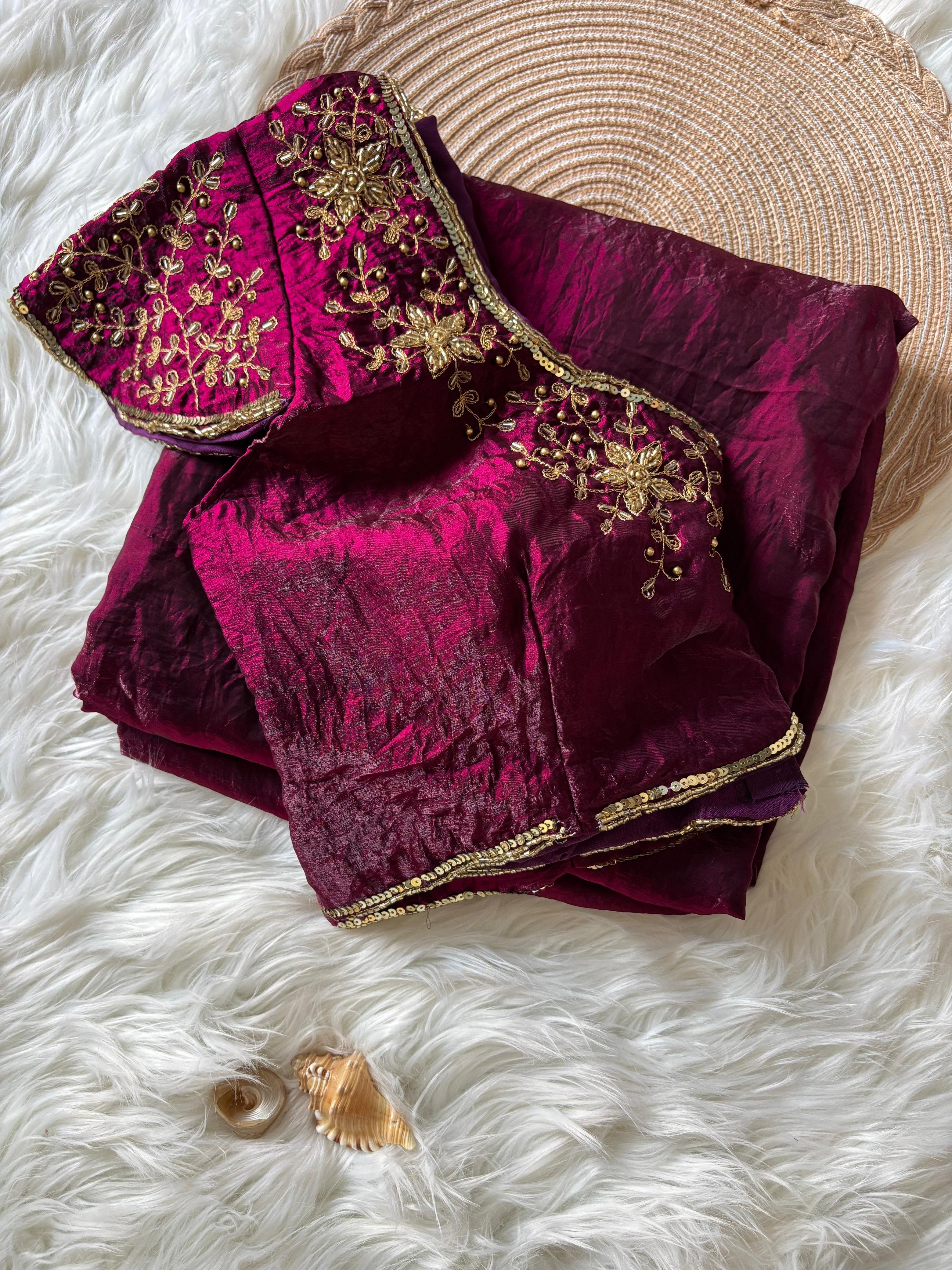 Space Silk Maggam work Saree ✨
