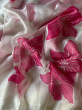 Jute fabric with flower print work (Unstitched Blouse)