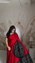 Ajrakh Modal Silk mirror work saree ✨