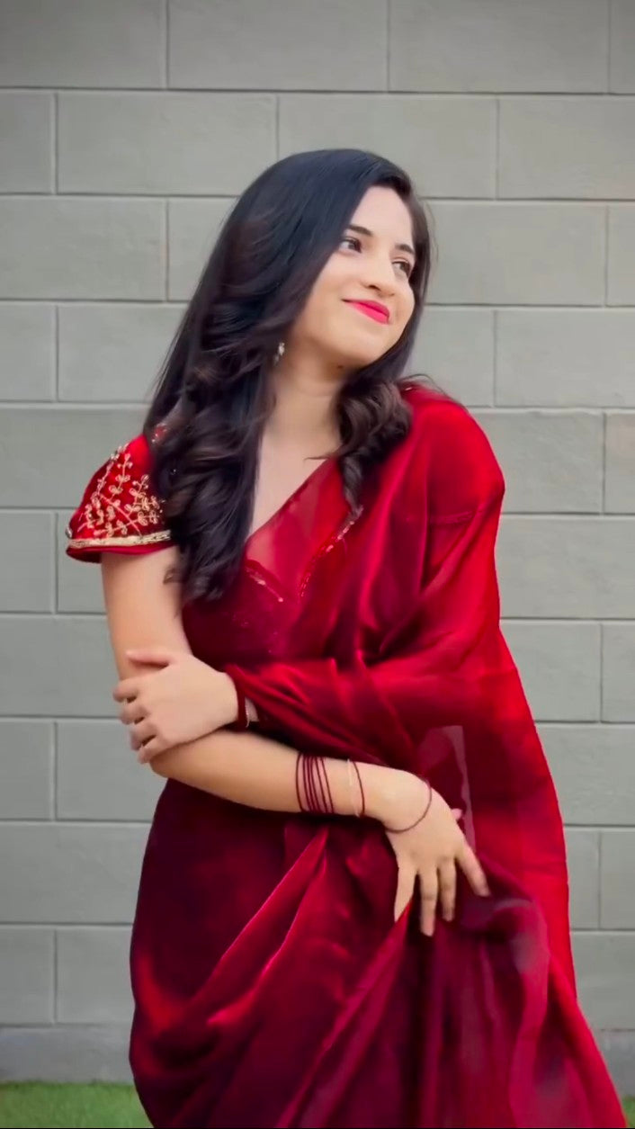 Space Silk Maggam work Saree ✨