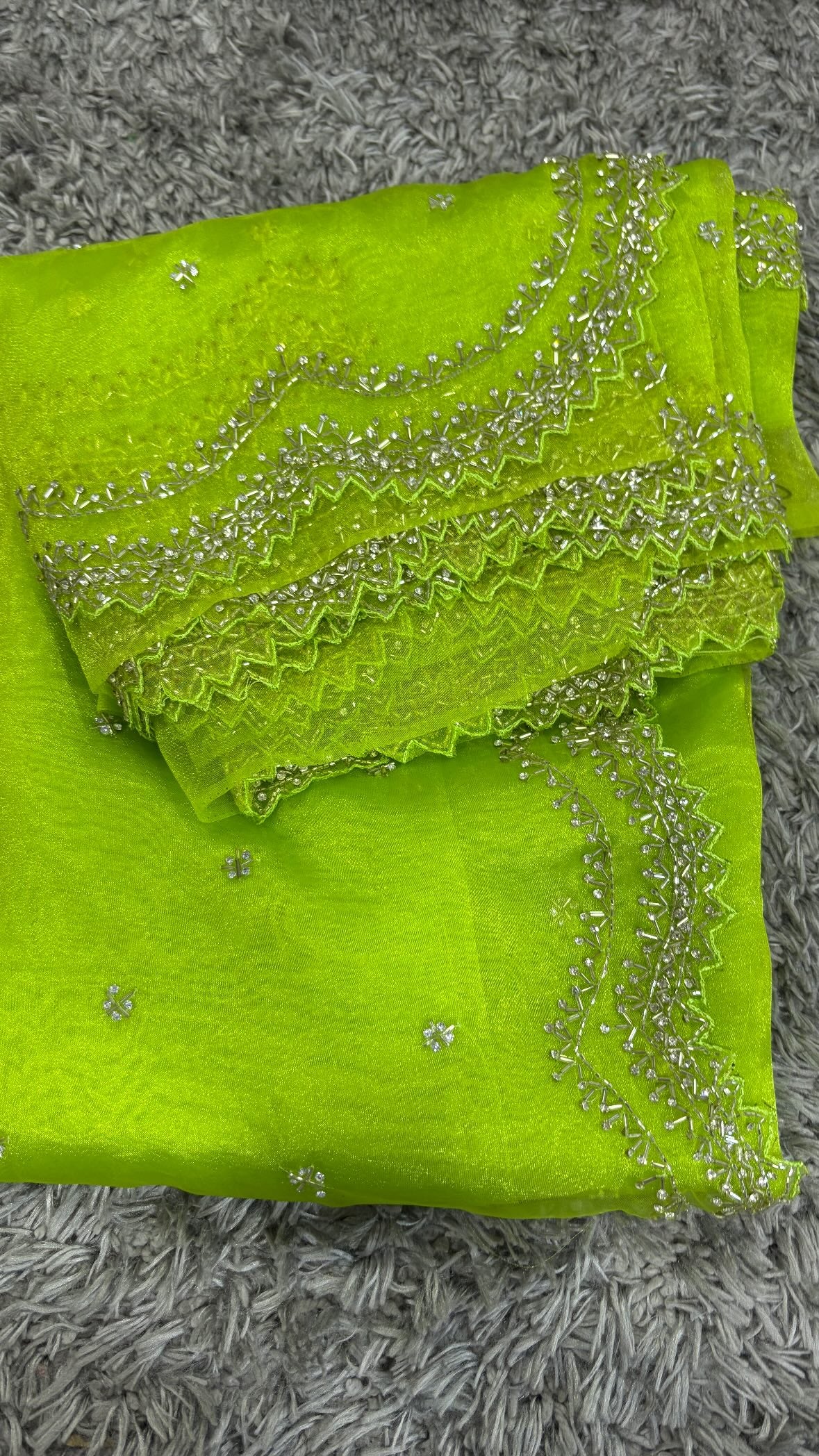 Tissue Organza Designer Zardozi work Saree ✨