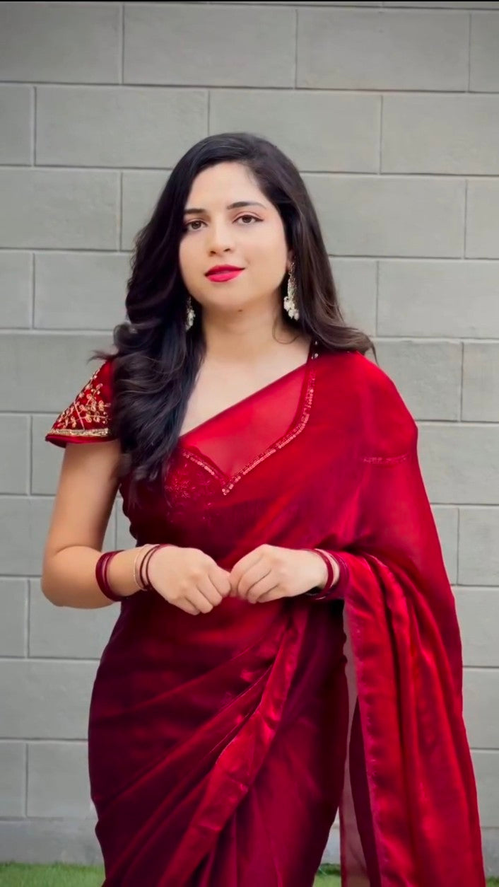Space Silk Maggam work Saree ✨