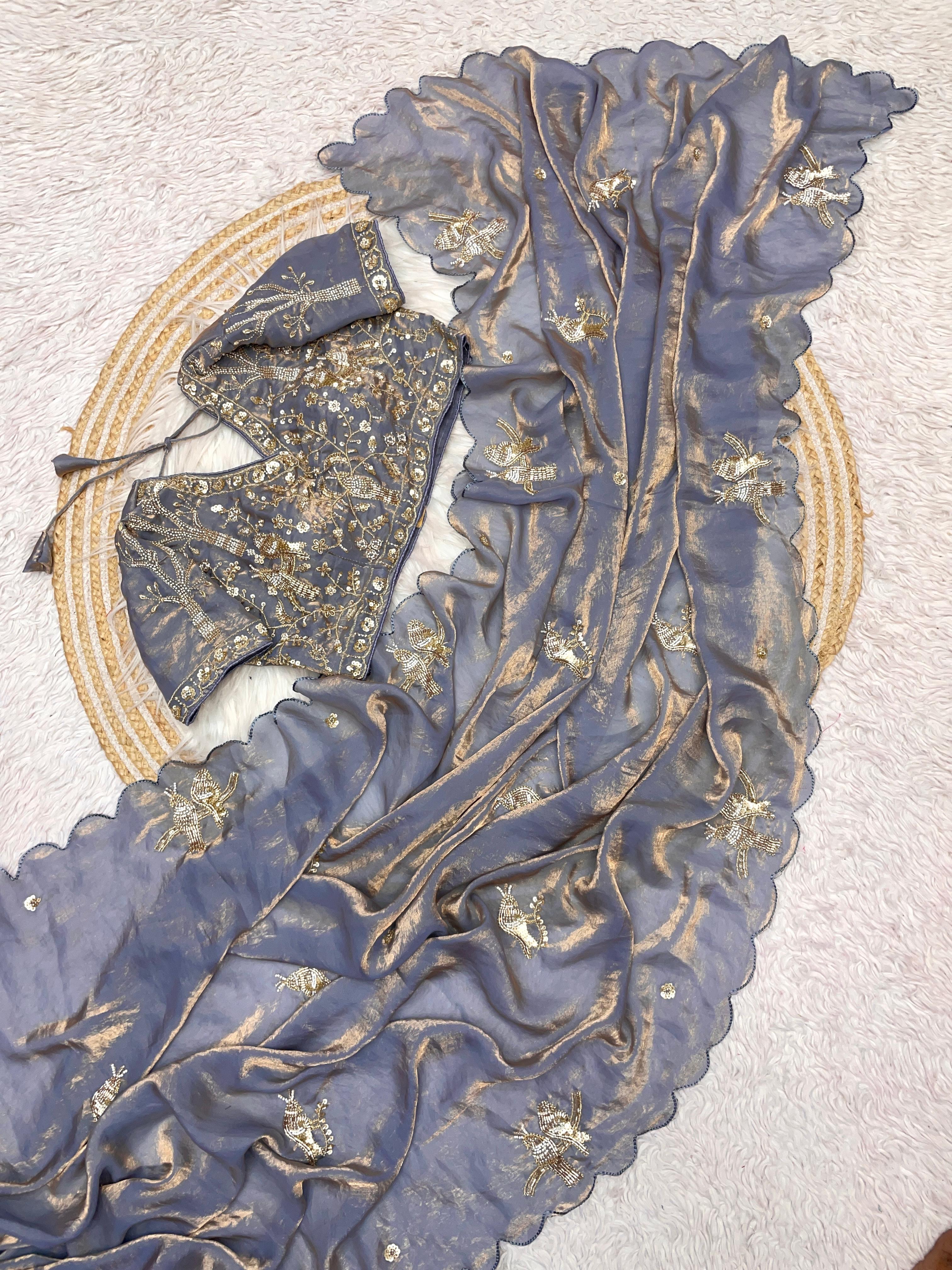 Designer work saree with Stitched Blouse