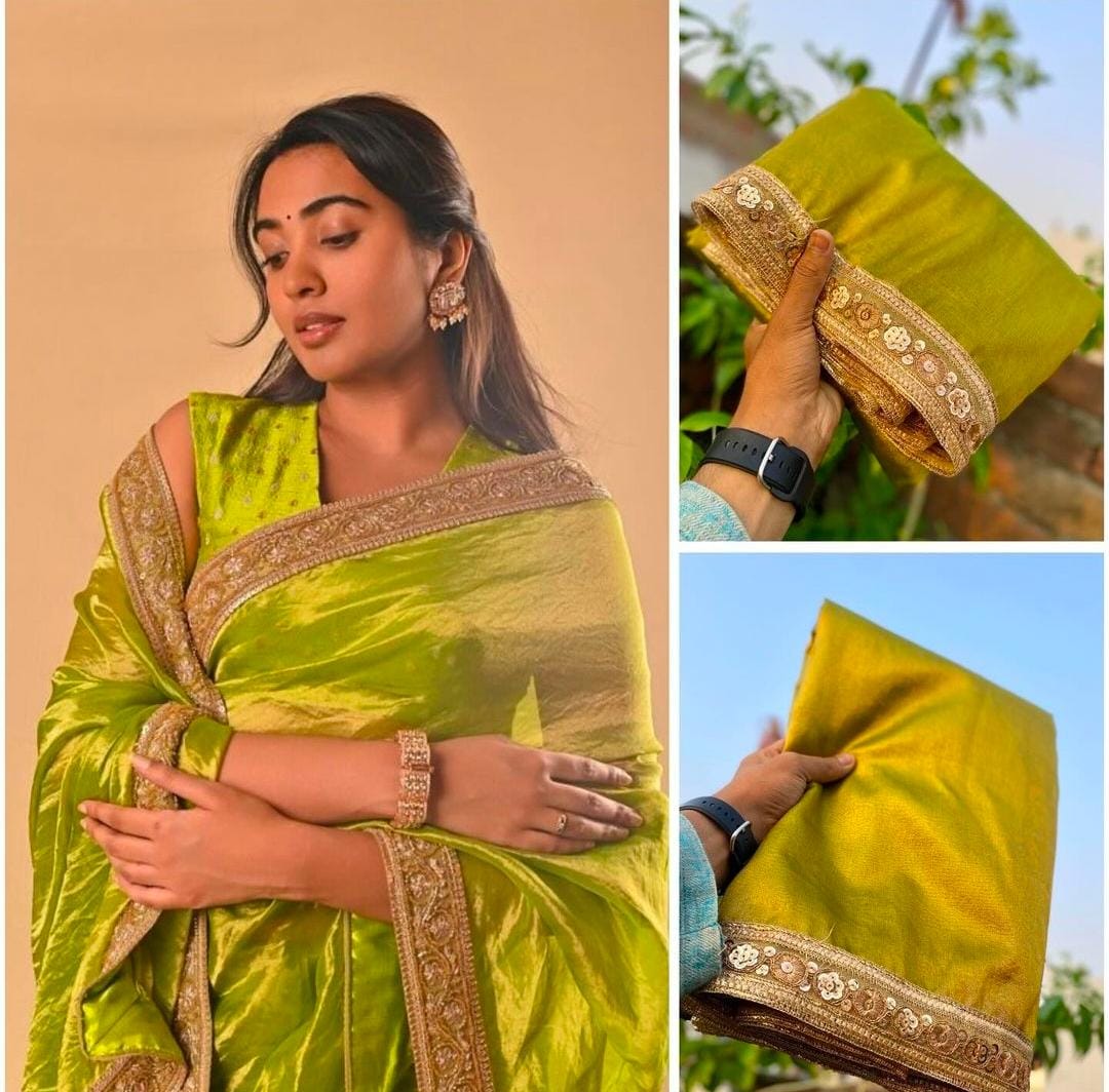 Banarasi Tissue Silk Saree with Lace Border