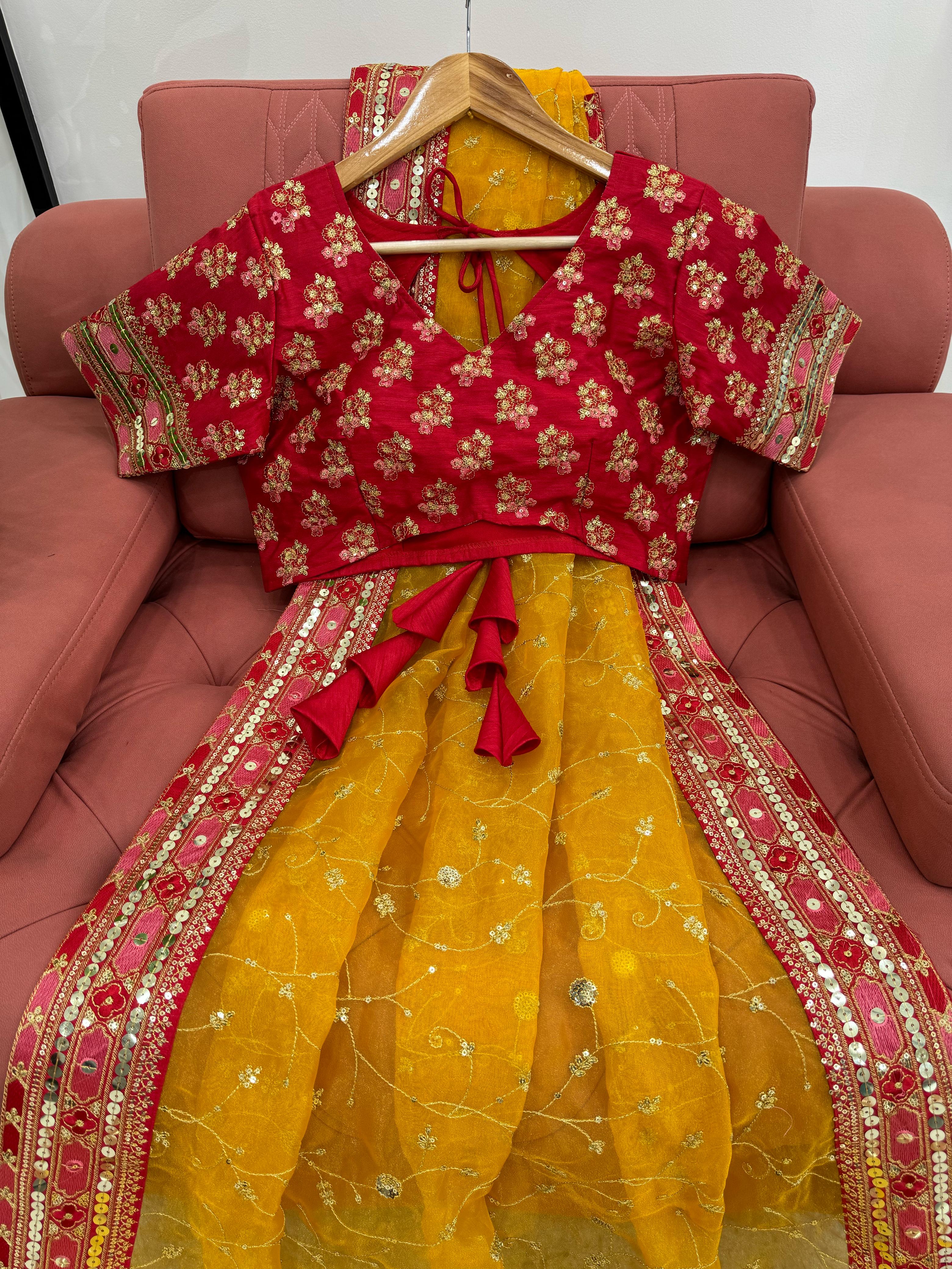 Yellow Designer Organza Silk Saree 💛