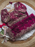 Lily -Fendy Satin Thread Embroidery Saree ✨