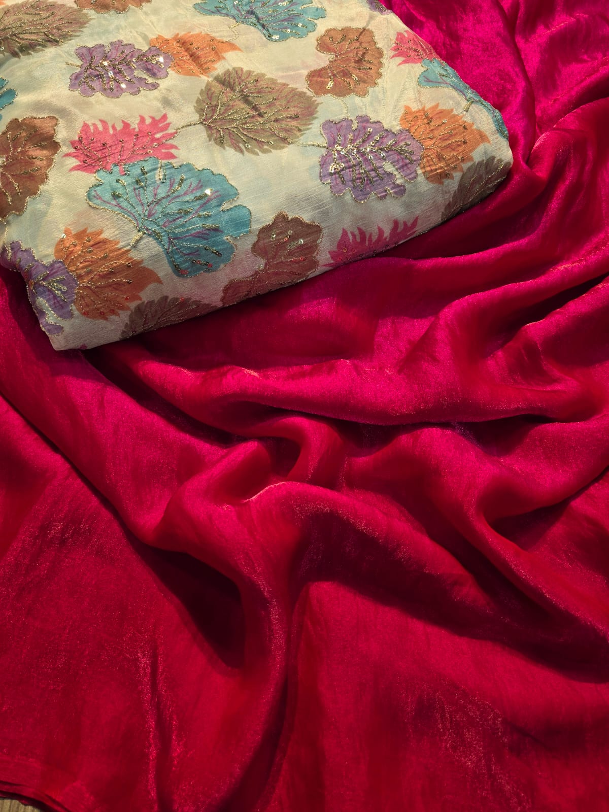 Space Silk saree with Embroidery work blouse