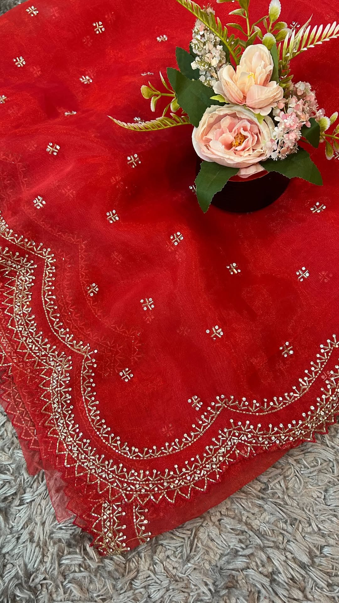 Tissue Organza Designer Zardozi work Saree ✨
