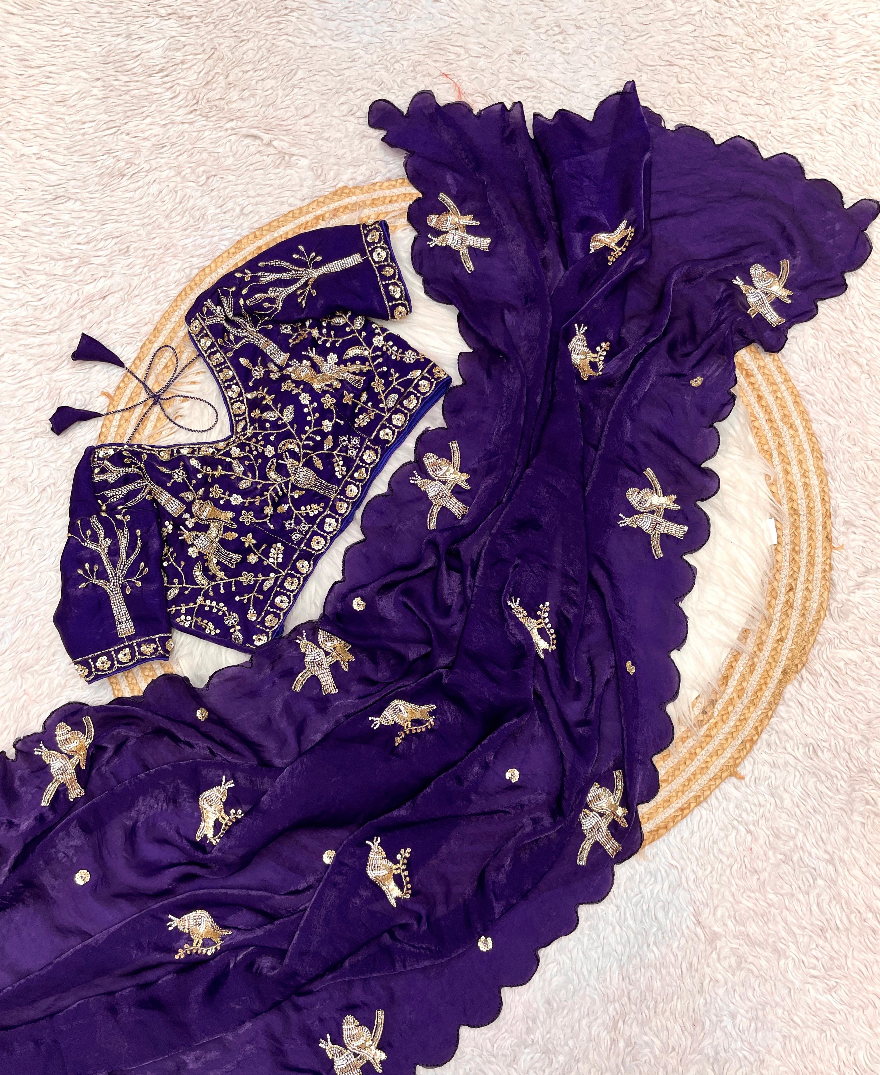 Designer work saree with Stitched Blouse