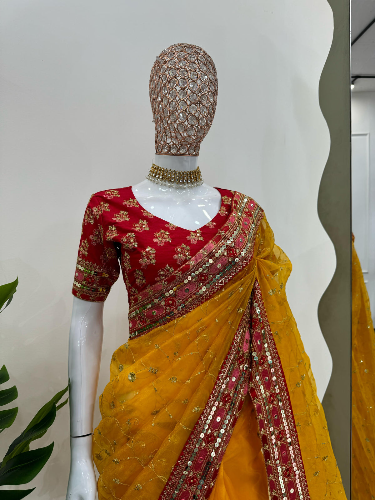 Yellow Designer Organza Silk Saree 💛