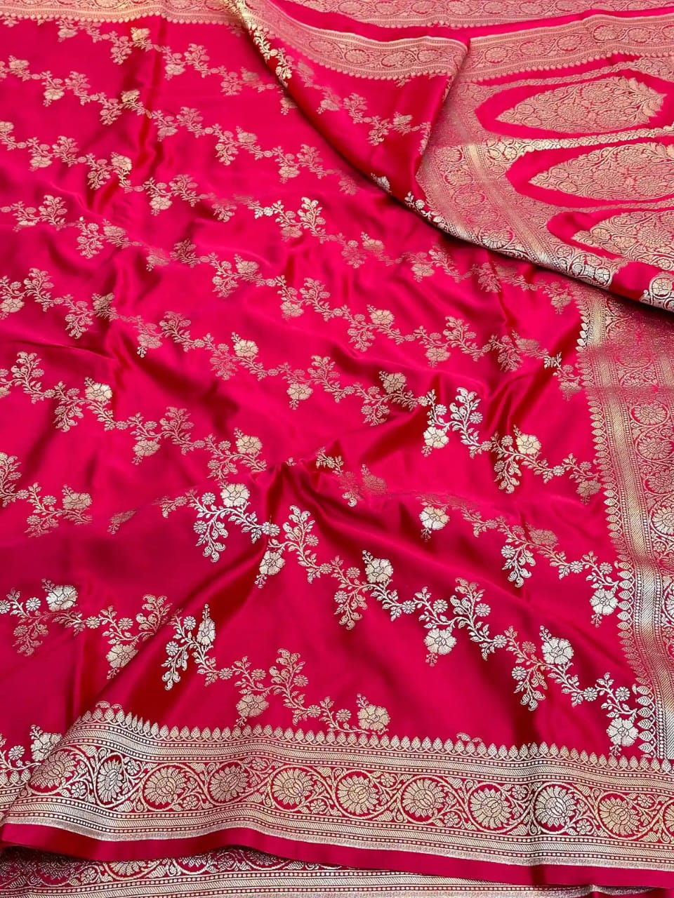 Pure Banarasi Mashru Silk Handloom Saree (Pink)