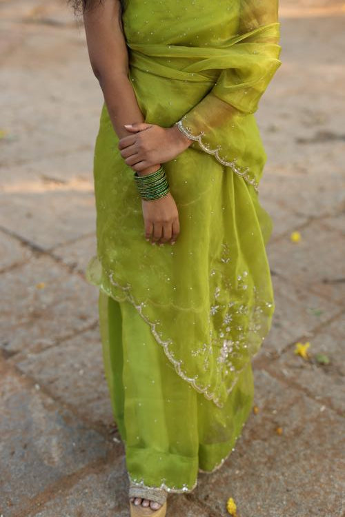 Priya - Soft Organza Designer Handwork Saree 💚