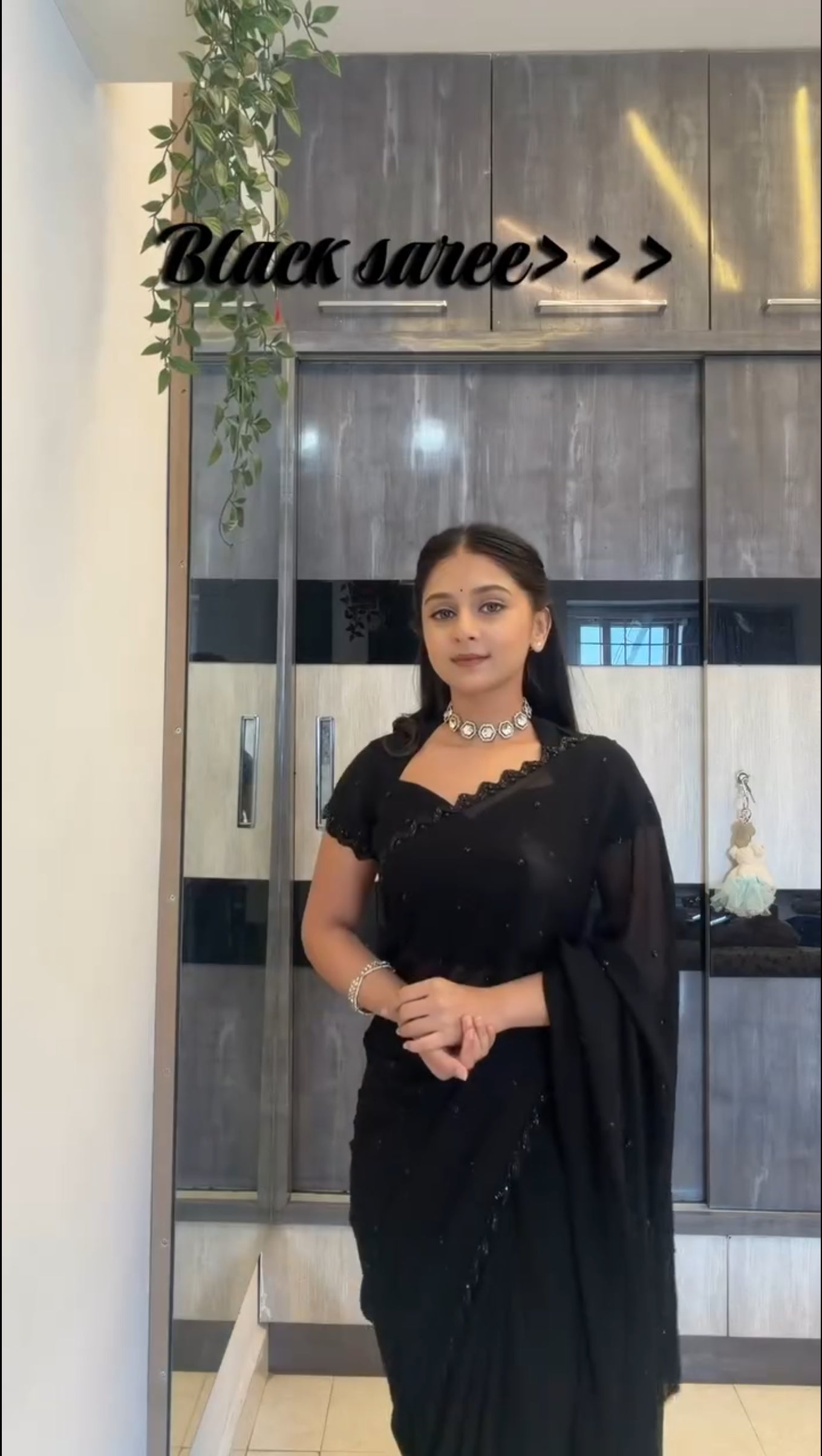 Black Designer Georgette Handwork Saree ✨