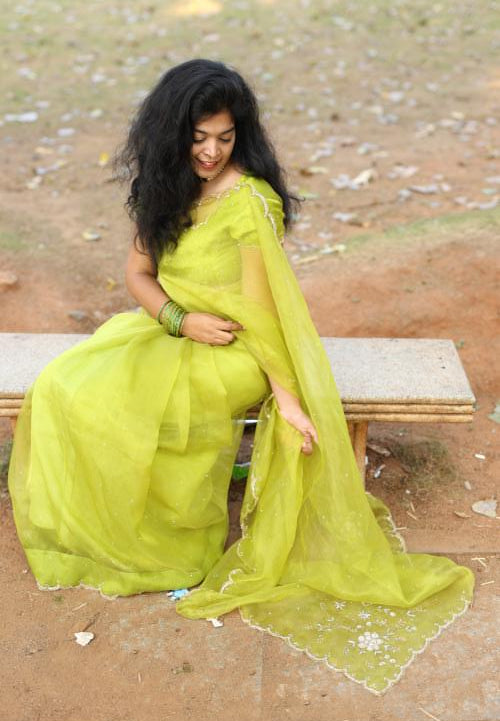 Priya - Soft Organza Designer Handwork Saree 💚