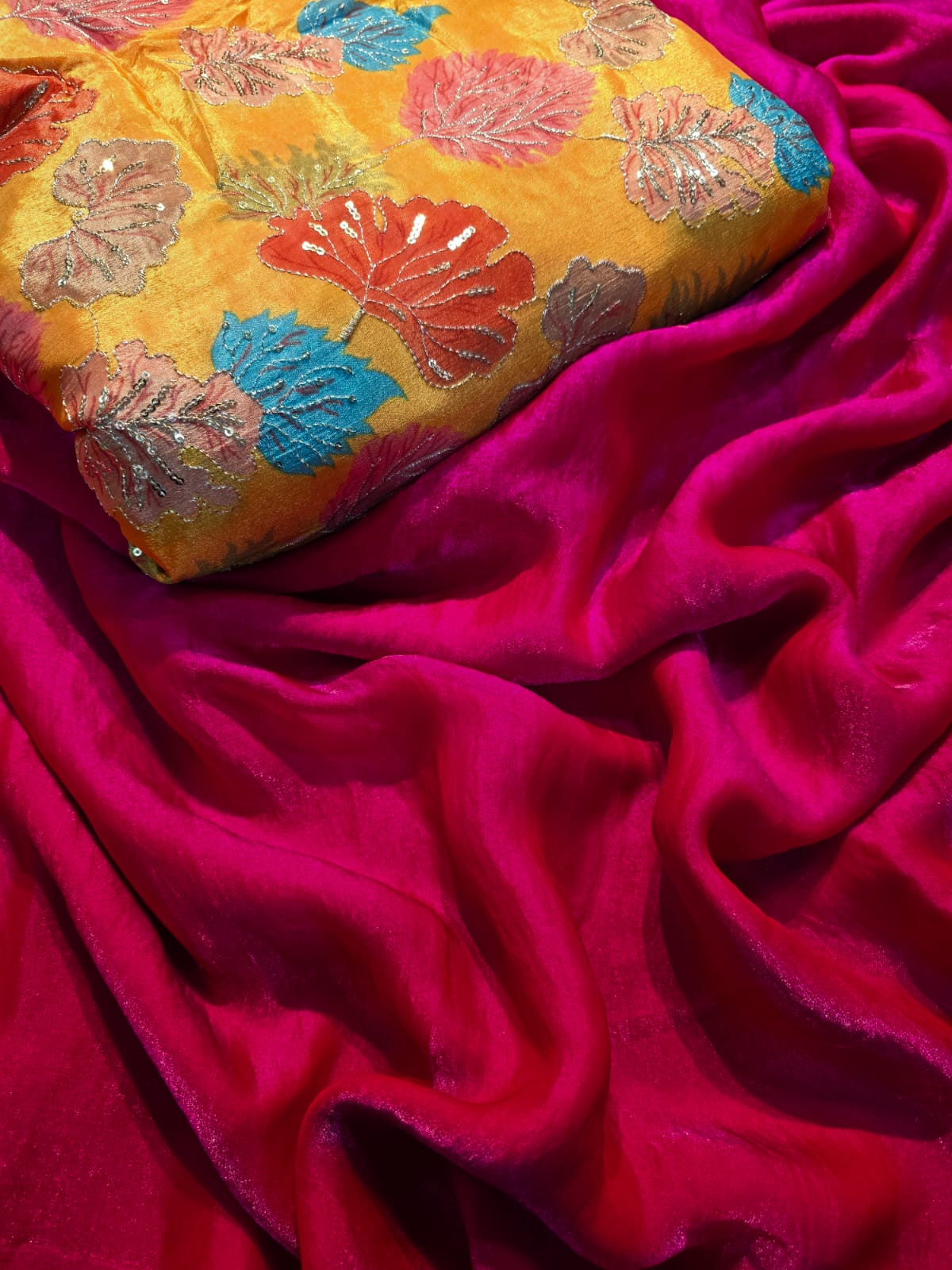 Space Silk saree with Embroidery work blouse